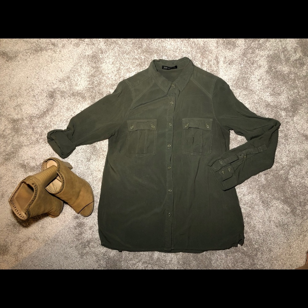 Olive green button-down